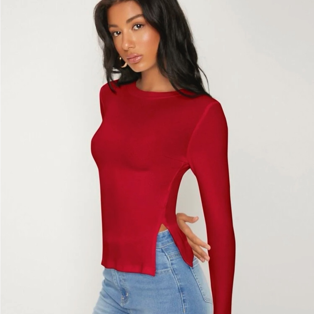 BASICS Solid Rib-knit Slim Tee - Picture 5 of 5